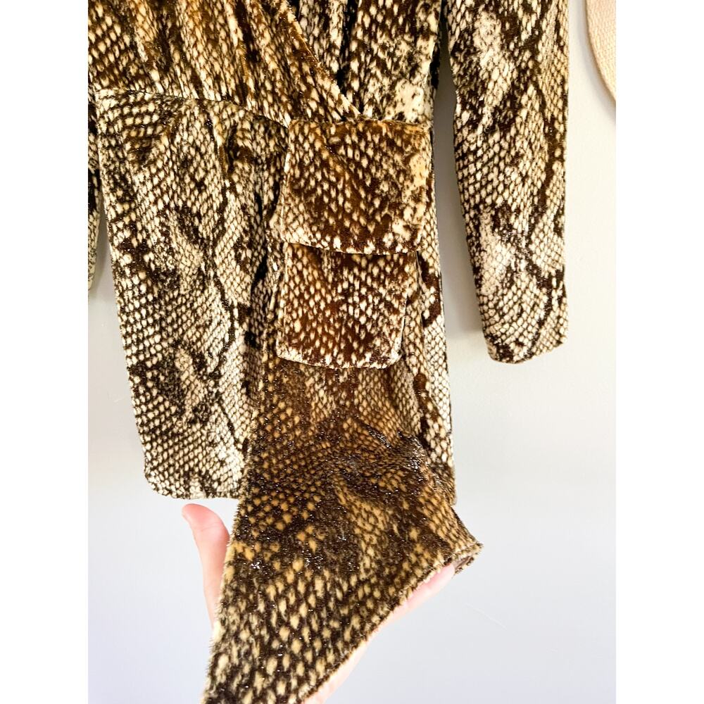 Retrofete | Eleanor Velvet Snake-Print Cocktail Dress | Gold Snake | Sz XS - Picture 6 of 11